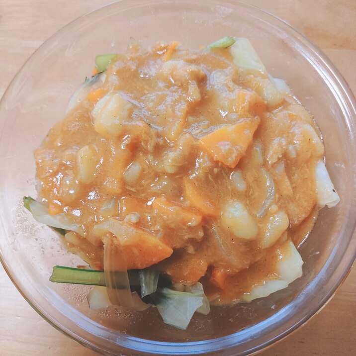 カレーの余りde野菜たっぷり豆腐カレー丼